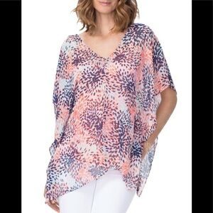 NYDJ Women’s Boho Chic Chiffon Caftan Popover Blouse Size Small